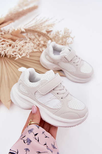 Vaikiški Sportiniai Batai Sneakers Su Velcro Balti Selinea