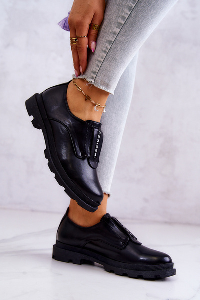 Women's Leather Slip-On Shoes Black Kirstee