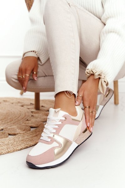 Chaussures de sport pour femmes, baskets beiges à paillettes Belinda
