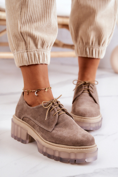 Mocassins Tendance En Daim Beige Lauriss