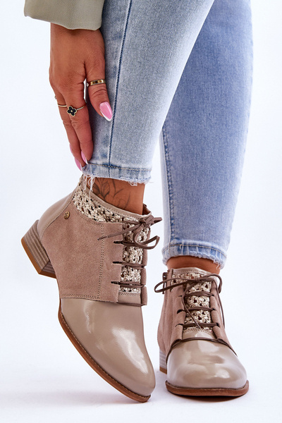 Bottines à Lacets en Cuir Maciejka 05953-04 Beige