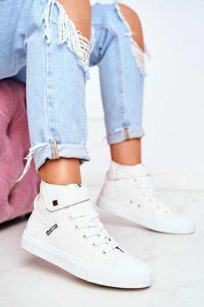 Adidaje mari din piele pentru femei Big Star V274541 Alb