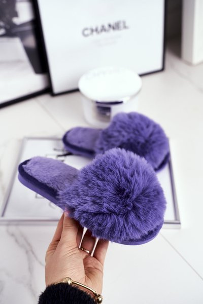 Vaikiškos šlepetės su kailiu Purpurinis sniego kamuolys