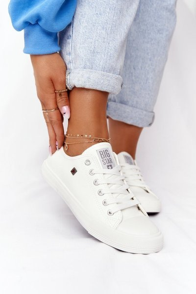 Baskets en cuir pour femmes Big Star blanc V274869