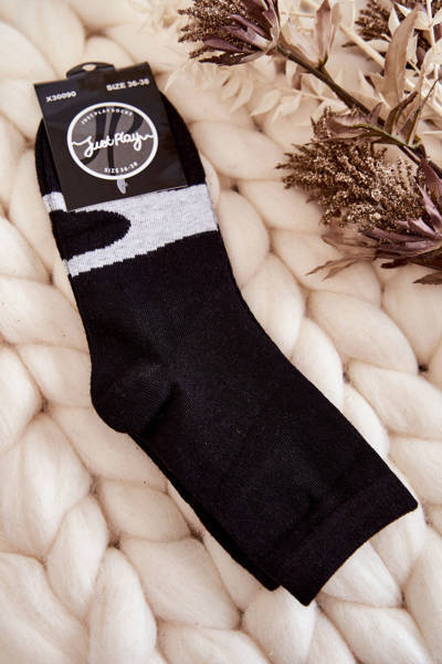 Baumwollsocken für Damen Weißes Muster schwarzes