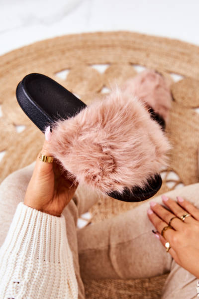 Pantoufles Avec Fourrure En Caoutchouc Pollie rose sale