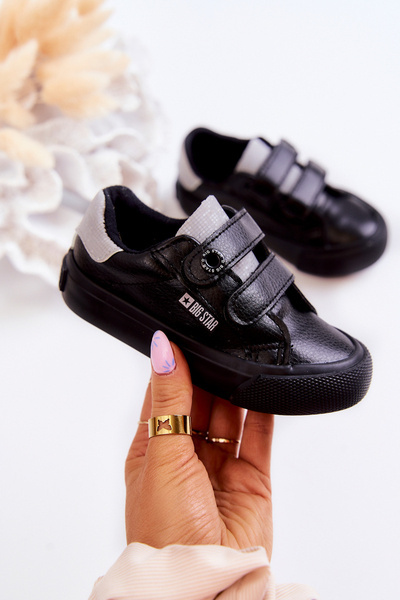 Kinder Klettverschluss Turnschuhe Big Star JJ374110 Schwarz Grau
