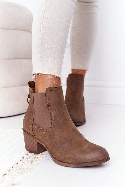 Women's Insulated Chelsea Boots On A Block Heel Khaki Trinity