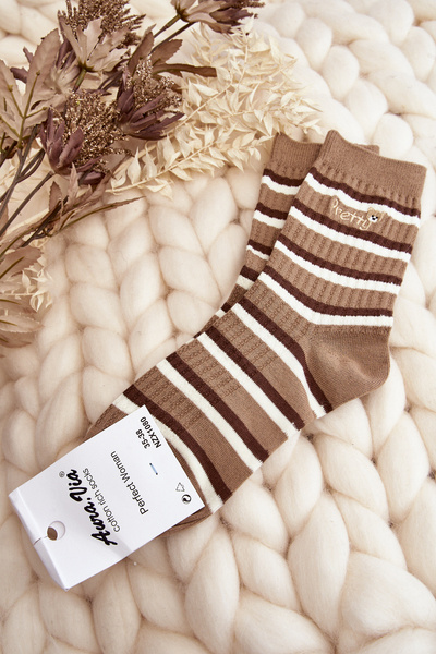Damensocken mit Teddybär Creme
