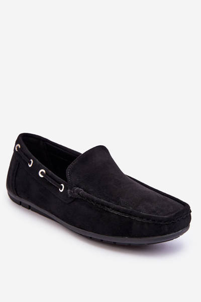 Herren Veloursleder Slip-On Mokassins Schwarz Rayan