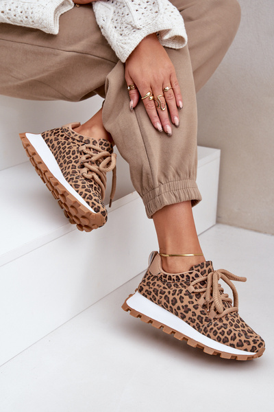 Sportliche Schuhe Sneakers auf Plattform Leopard Braun Riadella