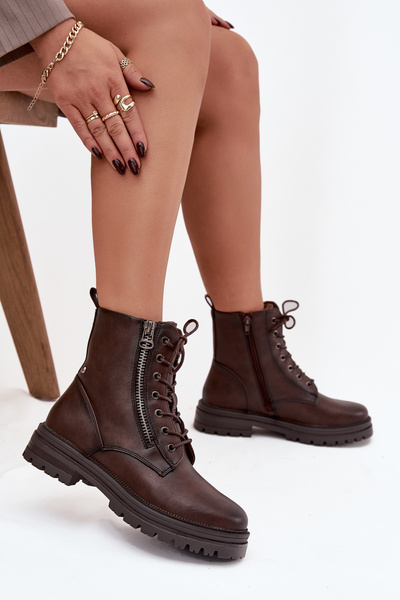 Women's Work Boots Lined Chocolate Ivonelle