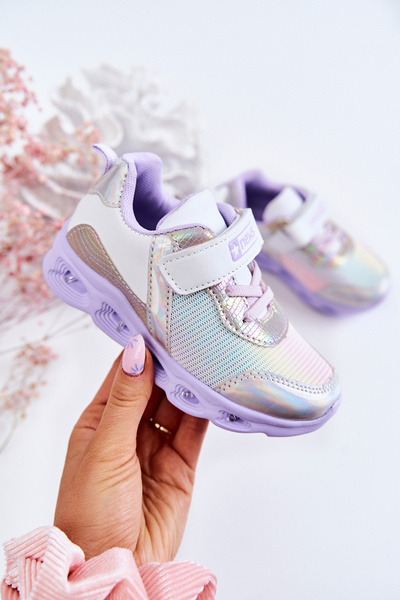 Kinder Leder Sportschuhe Weiß-Violett Loops