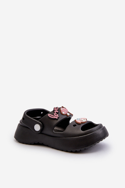 Chaussons légers en mousse pour enfants avec décorations noires Ifrana