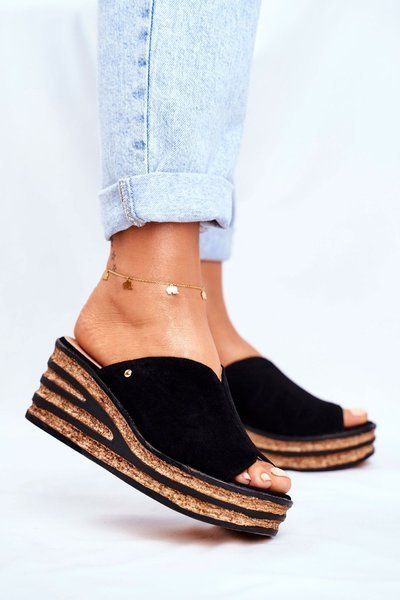 Leder Flip Flops Schwarz Nicole 2559
