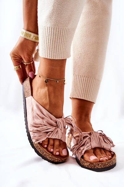 Chaussons Sur Semelle Liège Rose Taryne