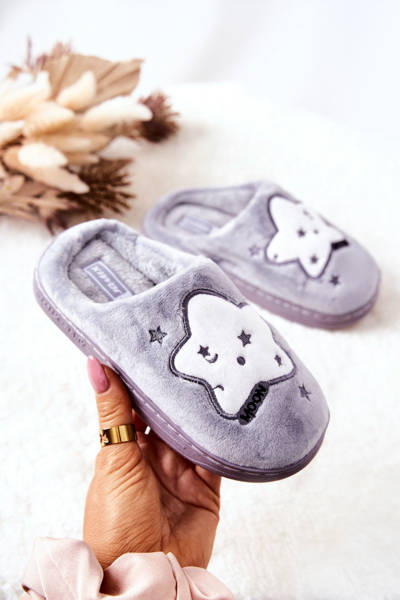 Vaikiškos paminkštintos šlepetės Stars Grey Nelli