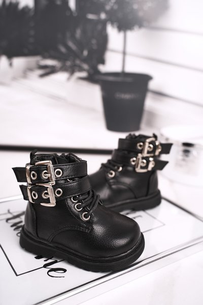 Cizme pentru copii izolate cu blană Black Valentina