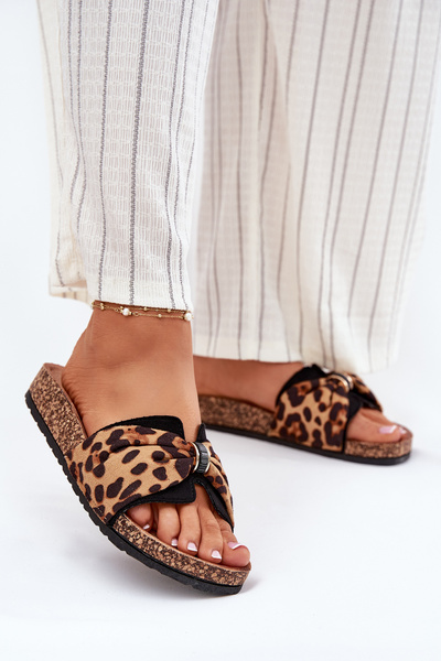 Damen Sandalen auf Korkplattform Leopardenmuster Mevuna