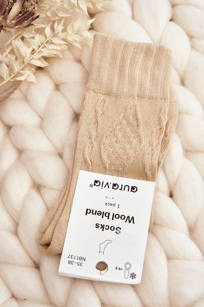 Chaussettes pour femmes avec gaufrage Beige