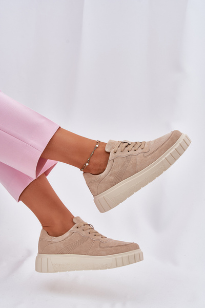 Adidași din suede pe platformă bej Rilwena