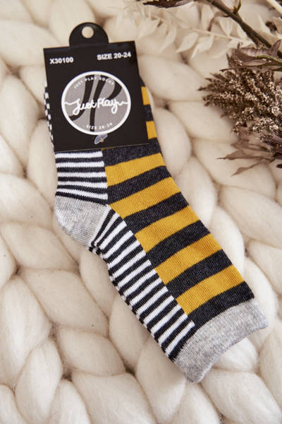 Chaussettes classiques enfant à rayures et rayures Jaune