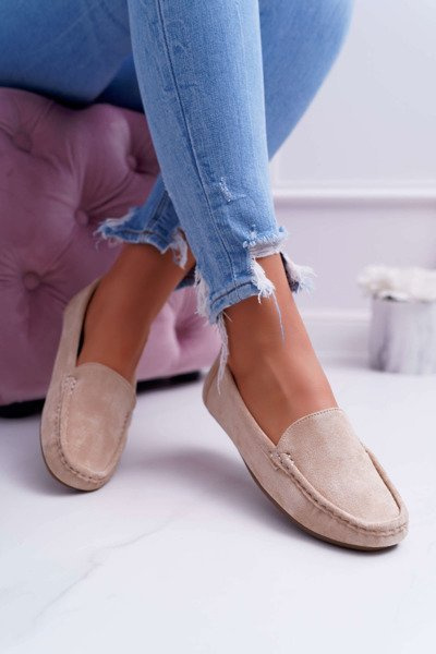 Bequeme Damen Eco-Wildleder Mokassins Beige Lemma