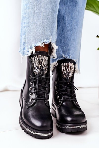 Bottes Isolées Avec Zircon Cubique Noir Attention