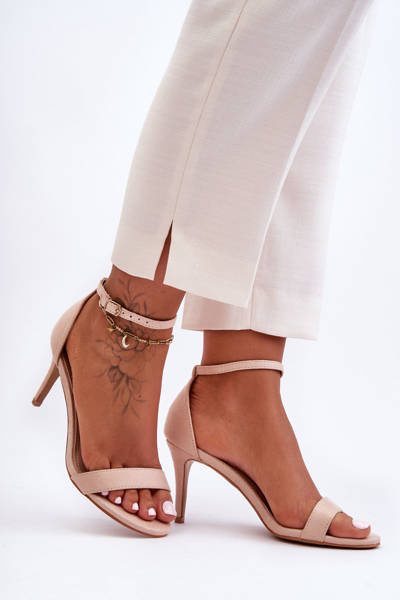 Sandales Classiques en Daim à Talon Beige Clair Tossa