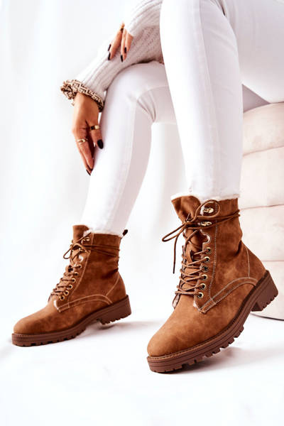 Bottes de Travail Rembourrées en Cuir Camel Kimmie