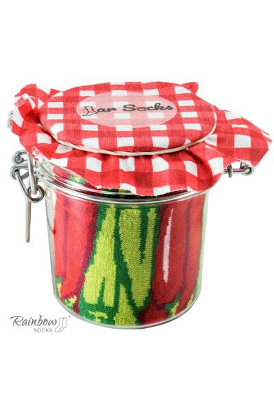 Szivárványos zokni Zöldségek üvegben Chili paprika borsó sárgarépával 2 pár