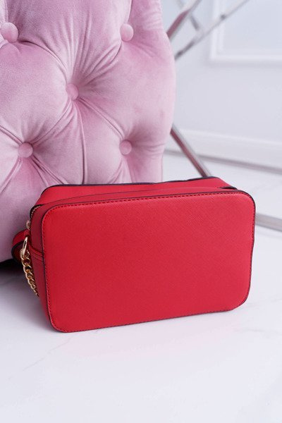 Ladies Handbag Over the Shoulder with Gold Chain Red
