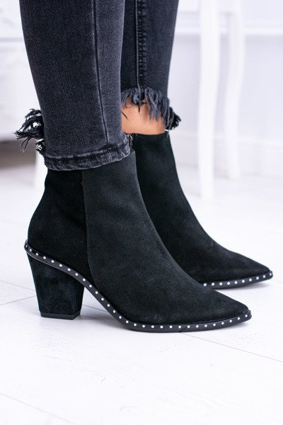 Bottes pointues en cuir avec fermeture éclair pour femme noir Sonoma
