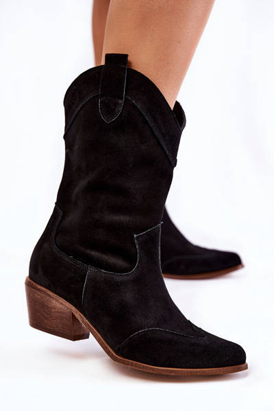 Bottes en daim Bottes de cowboy Lewski Shoes 3198 Noir