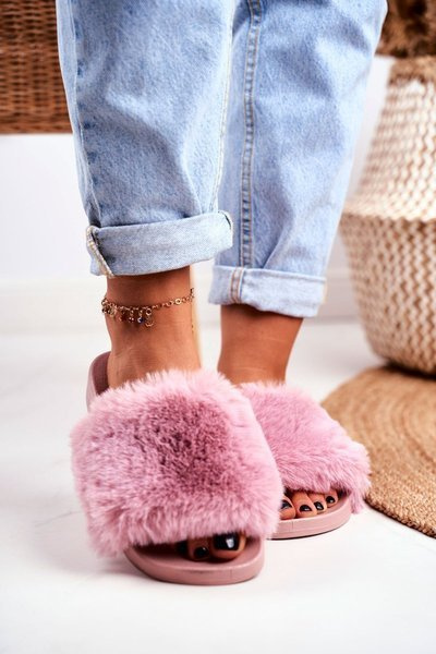 Papuci de cauciuc cu eco -blană sensibilă la roz