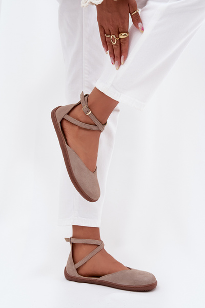 Damen Wildleder Ballerinas Barefoot Mit Riemen Zazoo 191 Grau