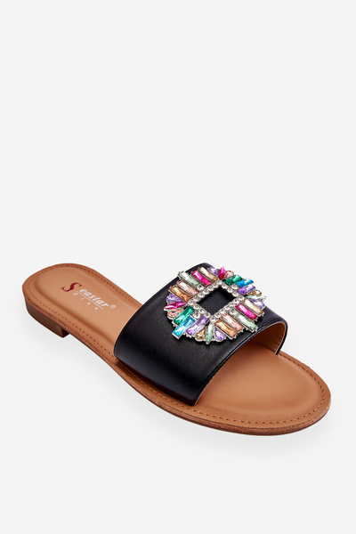 Modische Damensandalen mit Dekoration Schwarz Halsey
