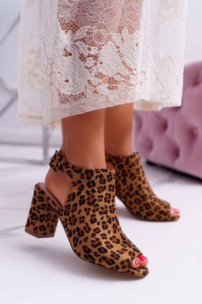 Sandale stiletto pentru femei cu leopard peep toe esta