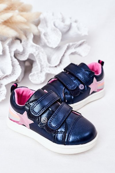 Kinder Leder Sportschuhe mit Regenbogen Navy Jasmine
