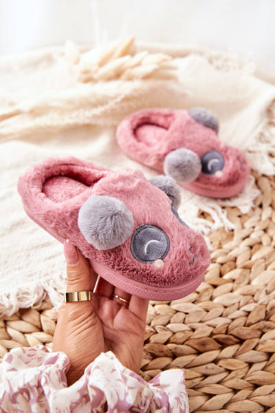 Chaussons Enfant Avec Animal Pandi Rose Foncé