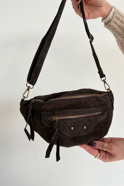 Sac banane en cuir marron Romilly