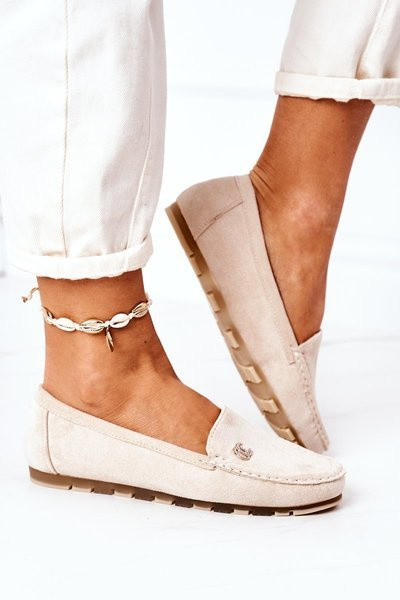 Mocassins Femme En Daim Beige Madelyn