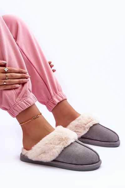 Chaussons Femme Avec Fourrure Gris Pinky