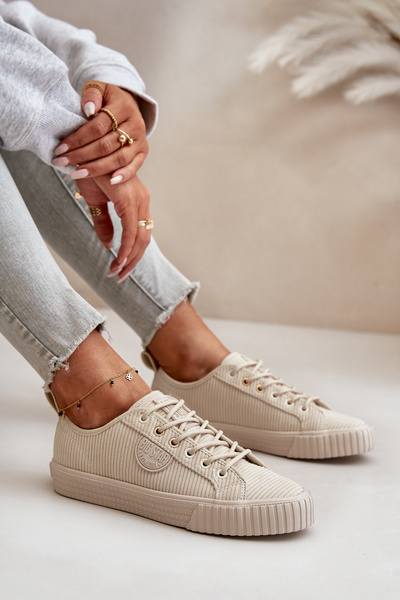 Women's Insulated Corduroy Sneakers Big Star OO274812 Hi-Poly System Beige