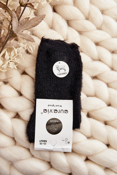 Chaussettes Alpaga Warm Smooth Femme Noir