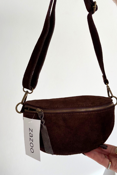Leather Suede Bag Waist Bag Chocolate Wessa
