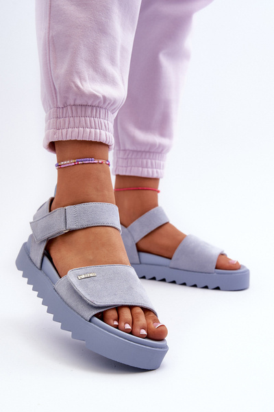 [Sandales à plateforme en daim pour femmes par Big Star NN274706 Bleu]