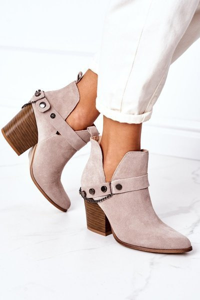 Bottes en daim à talon bloc Lewski Shoes 2880 Cappuccino