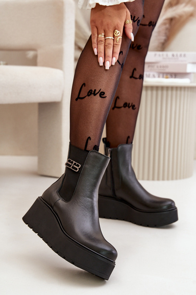 Zazoo 60498 Damen Stiefeletten Auf Plattform Und Keil Schwarz