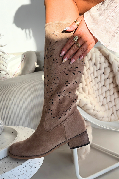 Bottines à plate-forme pour femmes ajourées beige Helinna